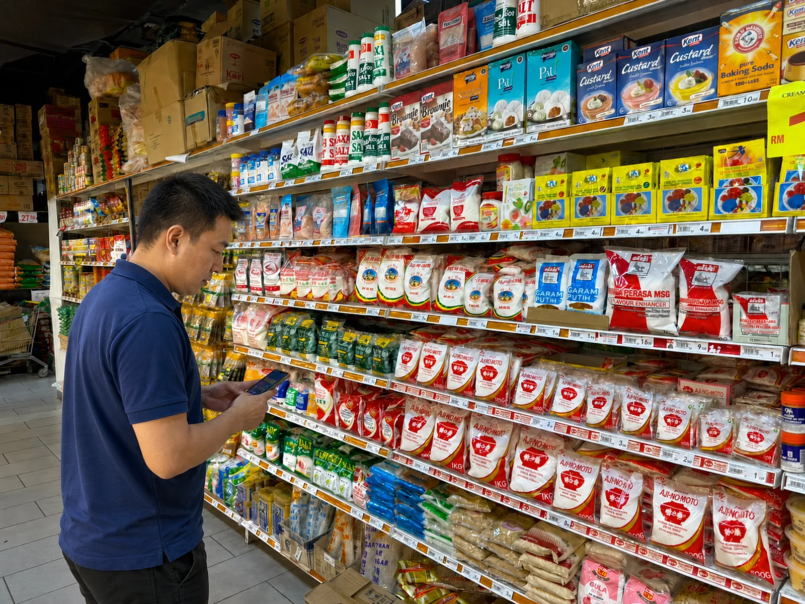 Our supervisor checking stock levels during an outlet visit