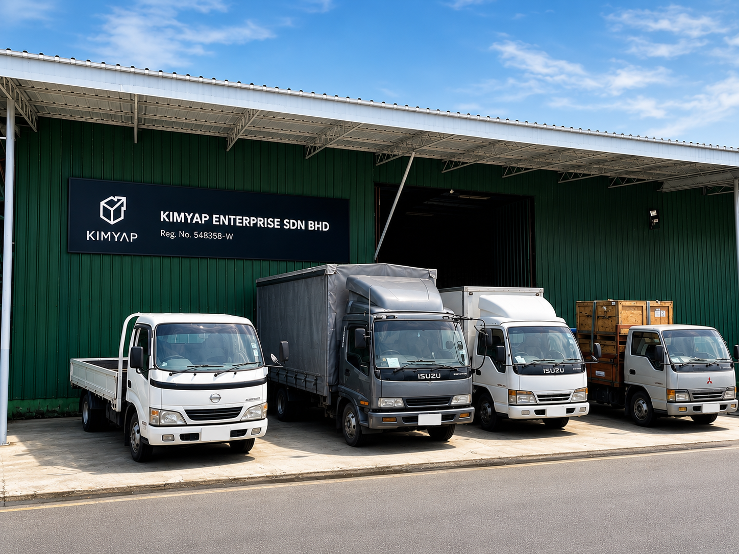 Kimyap Enterprise warehouse and delivery fleet in Sarawak